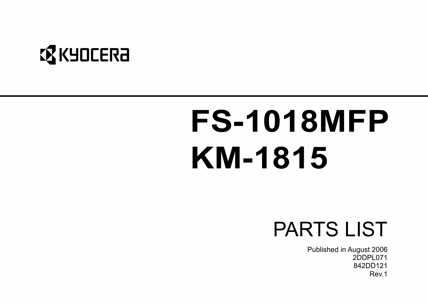 KYOCERA MFP FS-1018MFP KM-1815 Parts Manual-1